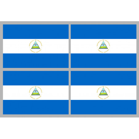 Drapeau Nicaragua (4 fois 9.5x6.3cm) - Sticker/autocollant