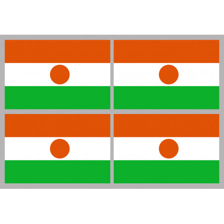 Drapeau Niger (4 fois 9.5x6.3cm) - Sticker/autocollant