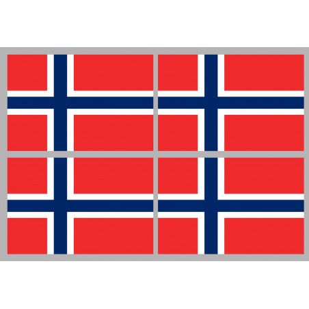 Drapeau Norvège (4 fois 9.5x6.3cm) - Sticker/autocollant