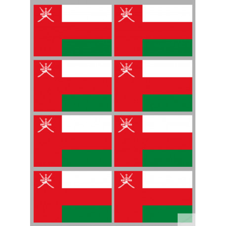 Drapeau Oman (8 fois 9.5x6.3cm) - Sticker/autocollant