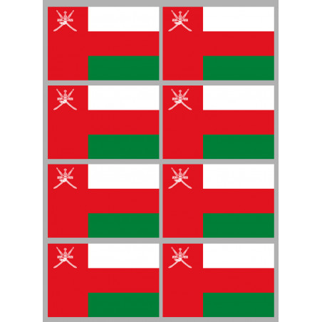 Drapeau Oman (8 fois 9.5x6.3cm) - Sticker/autocollant