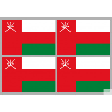 Drapeau Oman (4 fois 9.5x6.3cm) - Sticker/autocollant