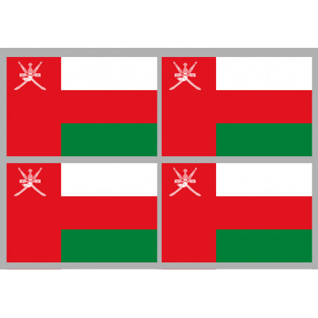 Drapeau Oman (4 fois 9.5x6.3cm) - Sticker/autocollant