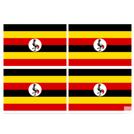 Drapeau Ouganda (4 fois 9.5x6.3cm) - Sticker/autocollant