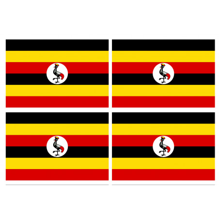 Drapeau Ouganda (4 fois 9.5x6.3cm) - Sticker/autocollant