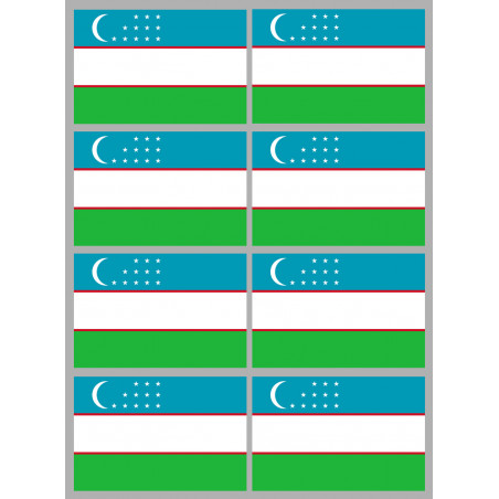 Drapeau Ouzbékistan (8 fois 9.5x6.3cm) - Sticker/autocollant