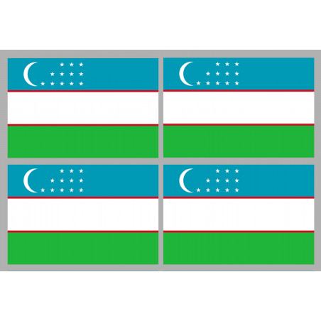 Drapeau Ouzbékistan (4 fois 9.5x6.3cm) - Sticker/autocollant