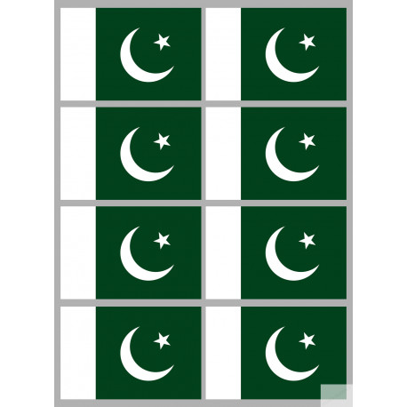 Drapeau Pakistan (8 fois 9.5x6.3cm) - Sticker/autocollant