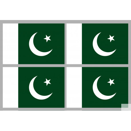 Drapeau Pakistan (4 fois 9.5x6.3cm) - Sticker/autocollant