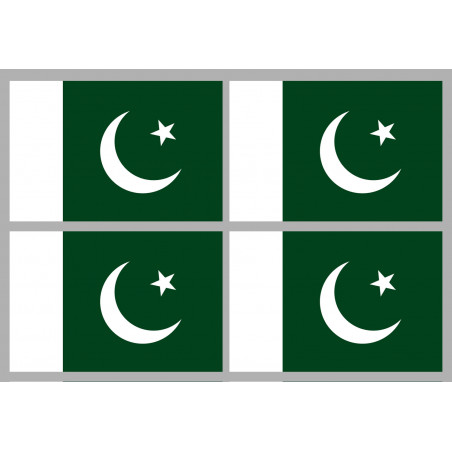 Drapeau Pakistan (4 fois 9.5x6.3cm) - Sticker/autocollant