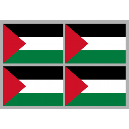 Drapeau Palestine (4 fois 9.5x6.3cm) - Sticker/autocollant