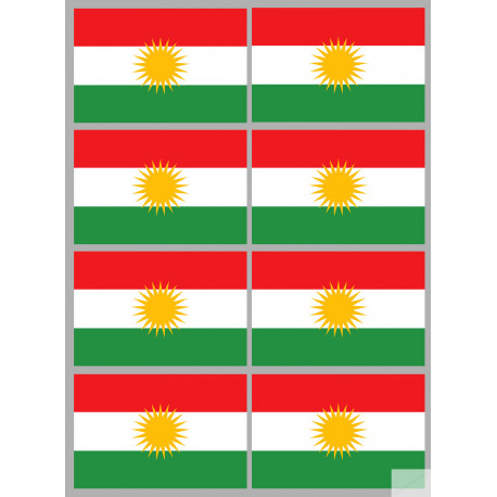 Drapeau Kurdistan (8 fois 9.5x6.3cm) - Sticker/autocollant