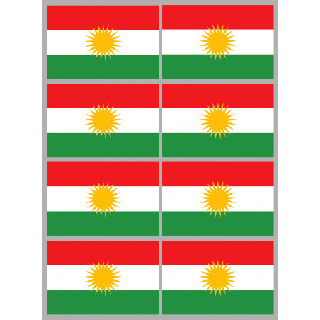 Drapeau Kurdistan (8 fois 9.5x6.3cm) - Sticker/autocollant