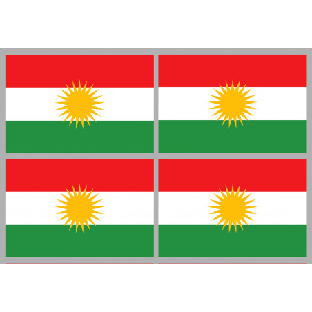 Drapeau Kurdistan (4 fois 9.5x6.3cm) - Sticker/autocollant