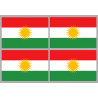 Drapeau Kurdistan (4 fois 9.5x6.3cm) - Sticker/autocollant