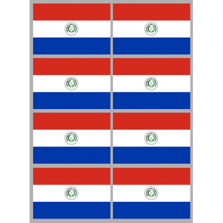 Drapeau Paraguay (8 fois 9.5x6.3cm) - Sticker/autocollant