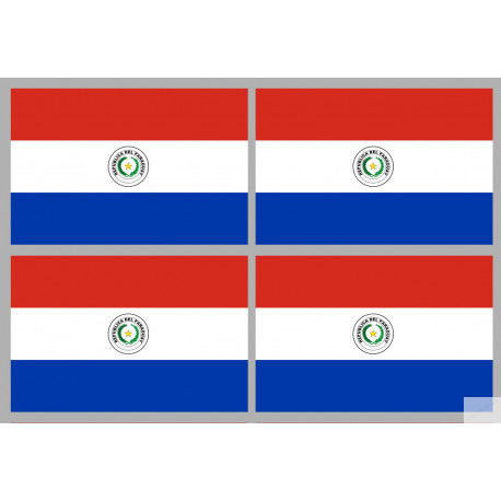 Drapeau Paraguay (4 fois 9.5x6.3cm) - Sticker/autocollant