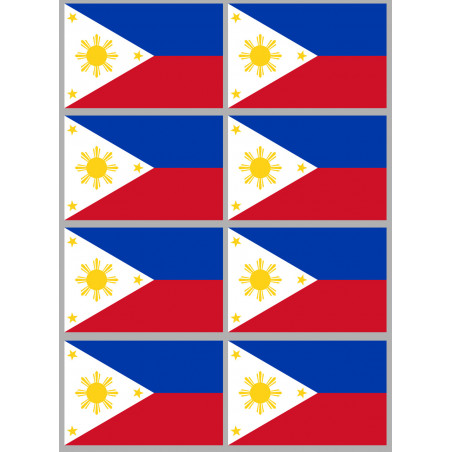 Drapeau Philippines (8 fois 9.5x6.3cm) - Sticker/autocollant