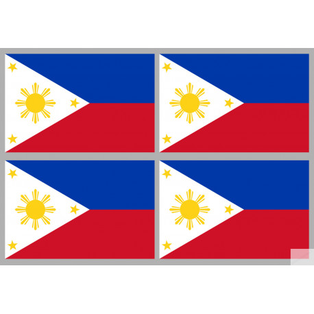 Drapeau Philippines (4 fois 9.5x6.3cm) - Sticker/autocollant