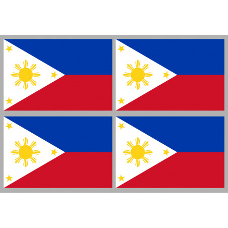 Drapeau Philippines (4 fois 9.5x6.3cm) - Sticker/autocollant