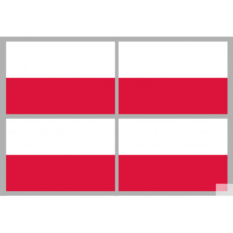 Drapeau Pologne (4 fois 9.5x6.3cm) - Sticker/autocollant