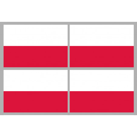 Drapeau Pologne (4 fois 9.5x6.3cm) - Sticker/autocollant