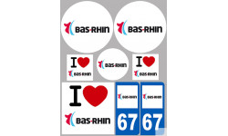 Département 67 le Bas-Rhin (8 autocollants variés) - Sticker/autocollant