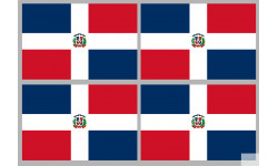 Drapeau République dominicaine (4 fois 9.5x6.3cm) - Sticker/autocollant