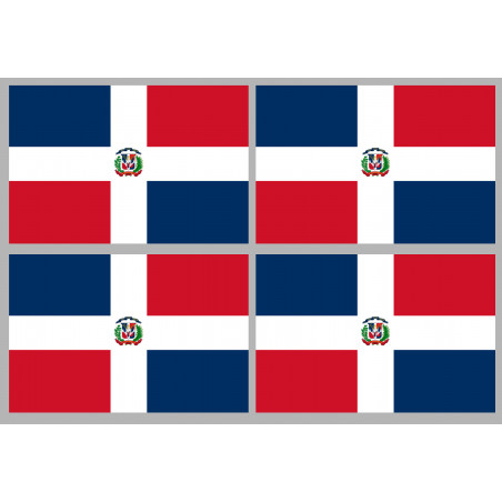 Drapeau République dominicaine (4 fois 9.5x6.3cm) - Sticker/autocollant