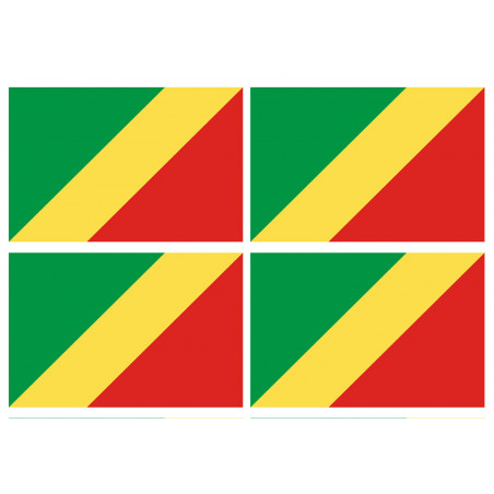 Drapeau République du Congo (4 fois 9.5x6.3cm) - Sticker/autocollant