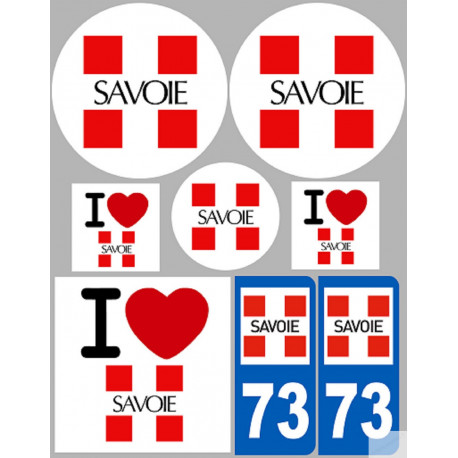 Département 73 la Savoie (8 autocollants variés) - Sticker/autocollant