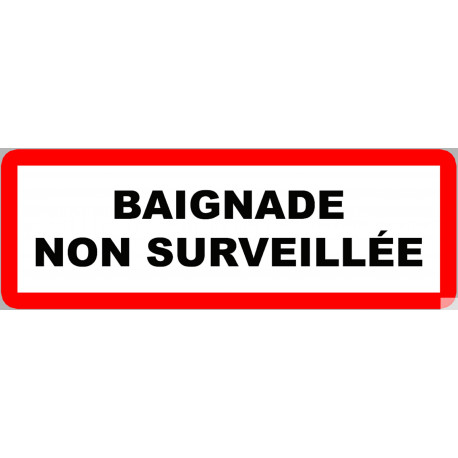 piscine baignade non surveillée - 15x5.3cm - Sticker/autocollant