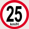 Disque de vitesse 25Km/H bord rouge - 10cm - Sticker/autocollant