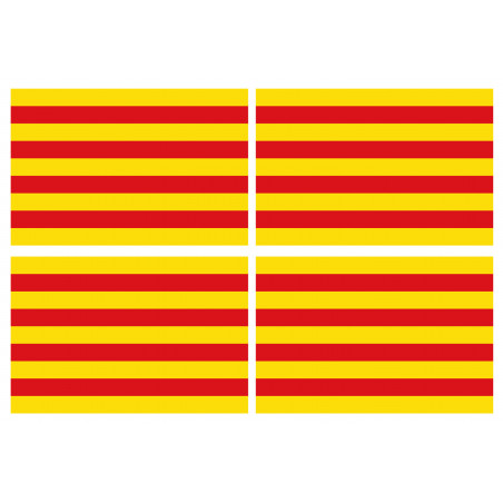 Drapeau Catalan - 4fois 9.5x6.3cm - Sticker/autocollant