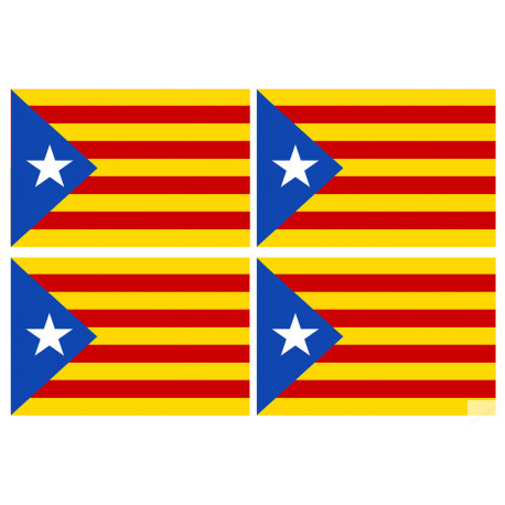 Drapeau Catalan étoilé - 4fois 9.5x6.3cm - Sticker/autocollant