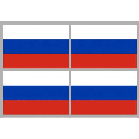 Drapeau Russie (4 fois 9.5x6.3cm) - Sticker/autocollant