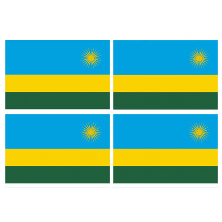 Drapeau Rwanda (4 fois 9.5x6.3cm) - Sticker/autocollant