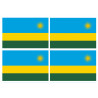 Drapeau Rwanda (4 fois 9.5x6.3cm) - Sticker/autocollant