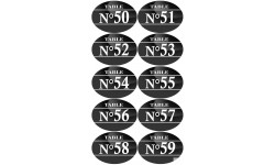 Numéros table de restaurant de 50 à 59 (10 fois 5x3.5cm) - Sticker/autocollant