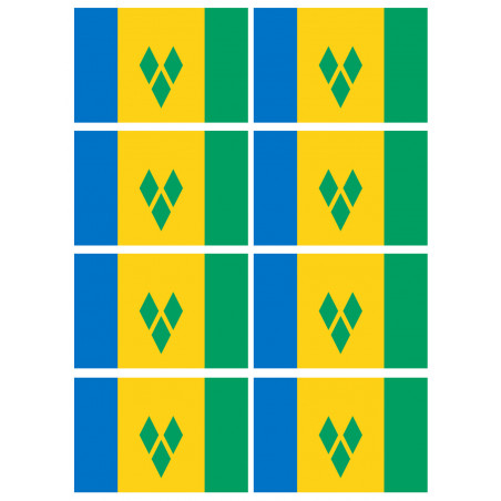 Saint-Vincent-et-les-Grenadines (8 fois 9.5x6.3cm) - Sticker/autocollant