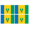 Saint-Vincent-et-les-Grenadines (4 fois 9.5x6.3cm) - Sticker/autocollant