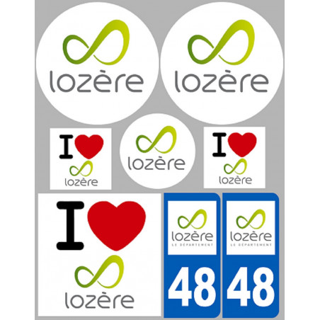 Département 48 la Lozère (8 autocollants variés) - Sticker/autocollant