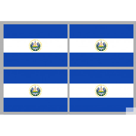 Drapeau Salvador (4 fois 9.5x6.3cm) - Sticker/autocollant