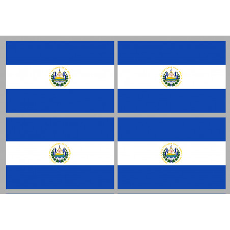 Drapeau Salvador (4 fois 9.5x6.3cm) - Sticker/autocollant