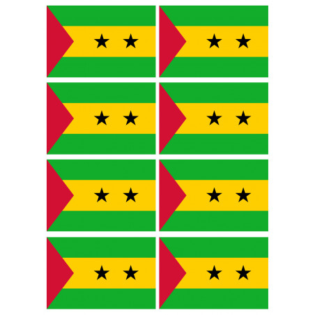 Drapeau Sao Tomé-et-Principe (8 fois 9.5x6.3cm) - Sticker/autocollant