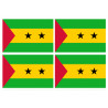 Drapeau Sao Tomé-et-Principe (4 fois 9.5x6.3cm) - Sticker/autocollant