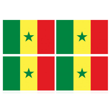 Drapeau Sénégal (4 fois 9.5x6.3cm) - Sticker/autocollant