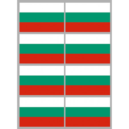 Drapeau Bulgarie - 8 stickers - 9.5 x 6.3 cm - Sticker/autocollant