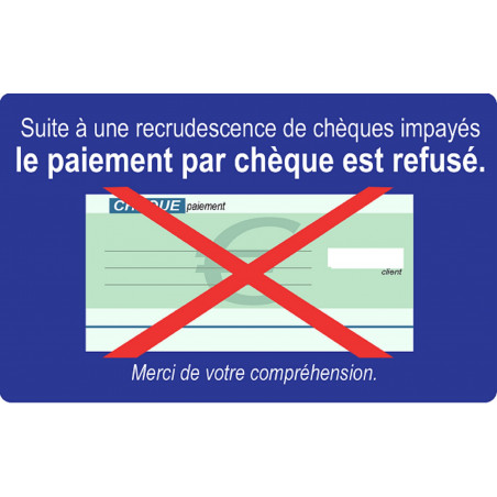 Paiement Chèques refusés - 10x6cm - Sticker/autocollant