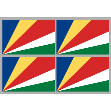 Drapeau Seychelles (4 stickers - 9.5 x 6.3 cm) - Sticker/autocollant